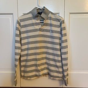 XL Women’s Ralph Lauren Gray Striped Collared Polo
